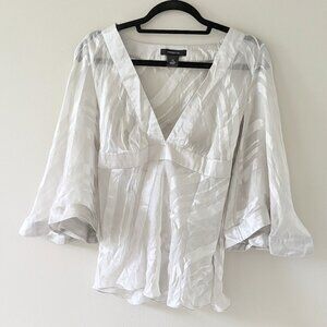 New Arden B Silver Kimono Blouse Shirt Top